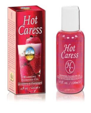 The Hot Caress Strawberry and Champagne warming lotion has been designed for a delicious massage.