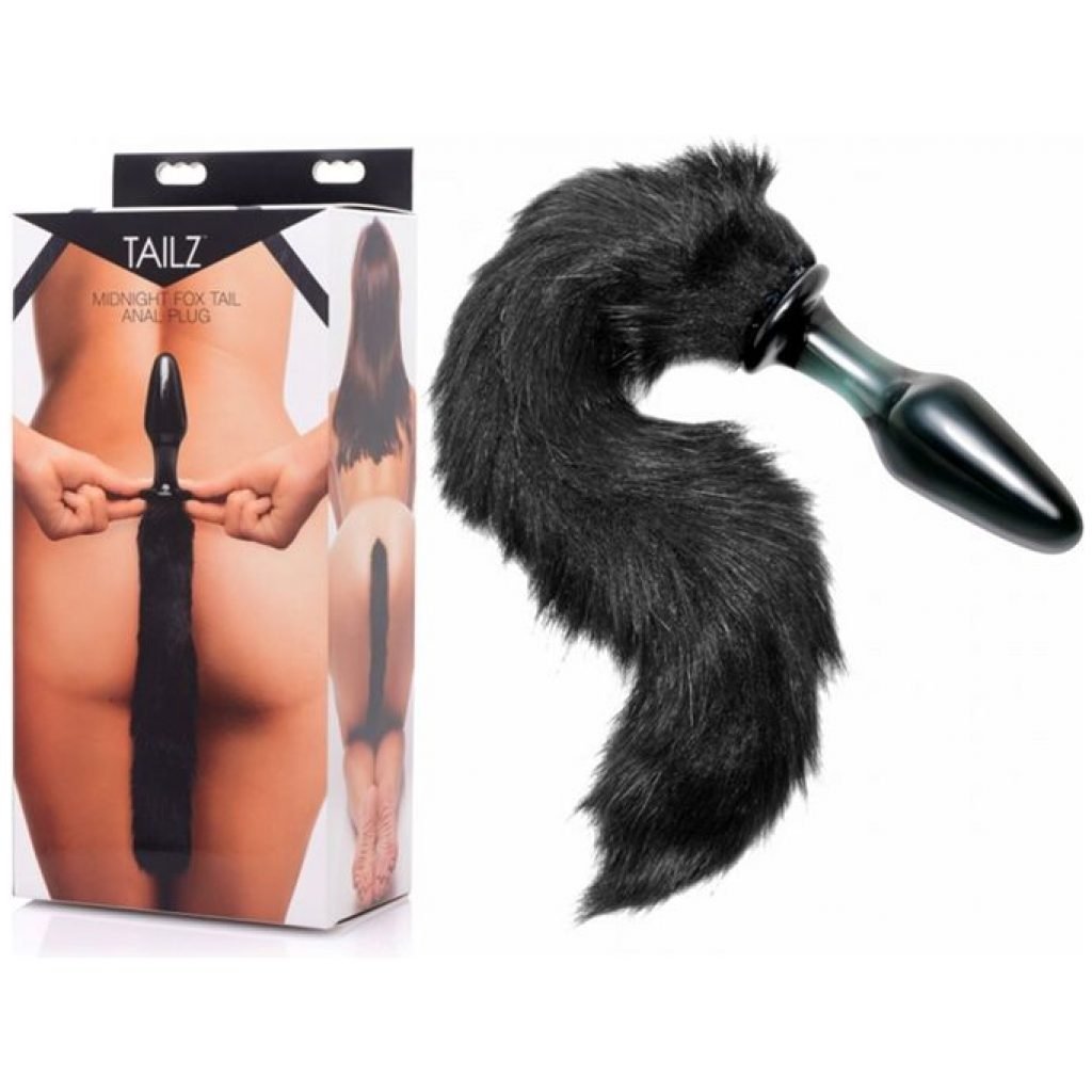 Longue queue de renard noir avec dildo anal en verre fera ressortir l'animal en vous !