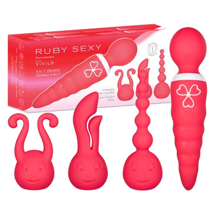 ENSEMBLE COMPLET AVEC VIBRATEUR RECHARGEABLE RUBY SEXY