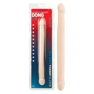 Dildo Smooth Double Header skin color. Very flexible, soft-textured Sil-A-Gel double dildo with realistic shape and ripple under the head. Length of 18 inches (45.7 cm). Why get a toy with one goal when you can have double the fun with this double dildo.