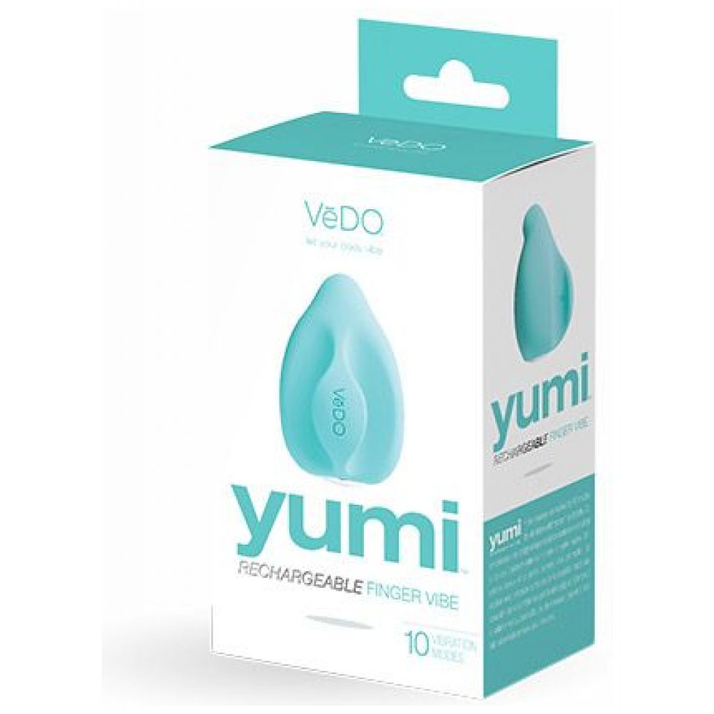 Turquoise rechargeable Yumi clitoris stimulator.