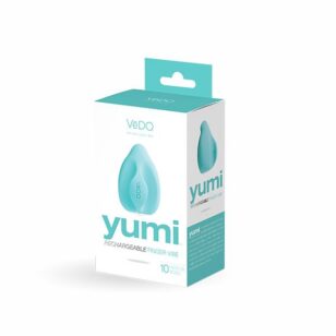 Turquoise rechargeable Yumi clitoris stimulator.