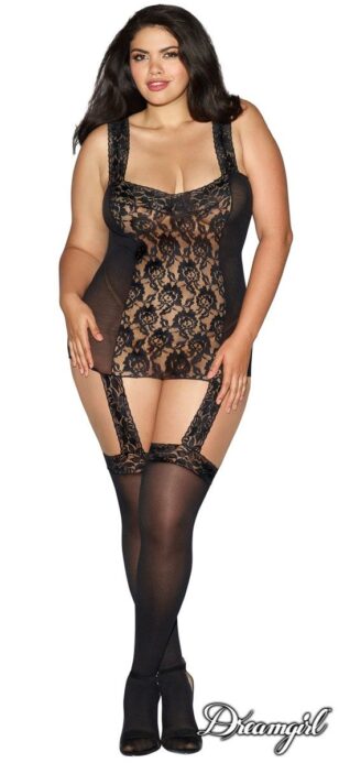 Lingerie Dreamgirl Bodystocking noir Tahiti taille plus