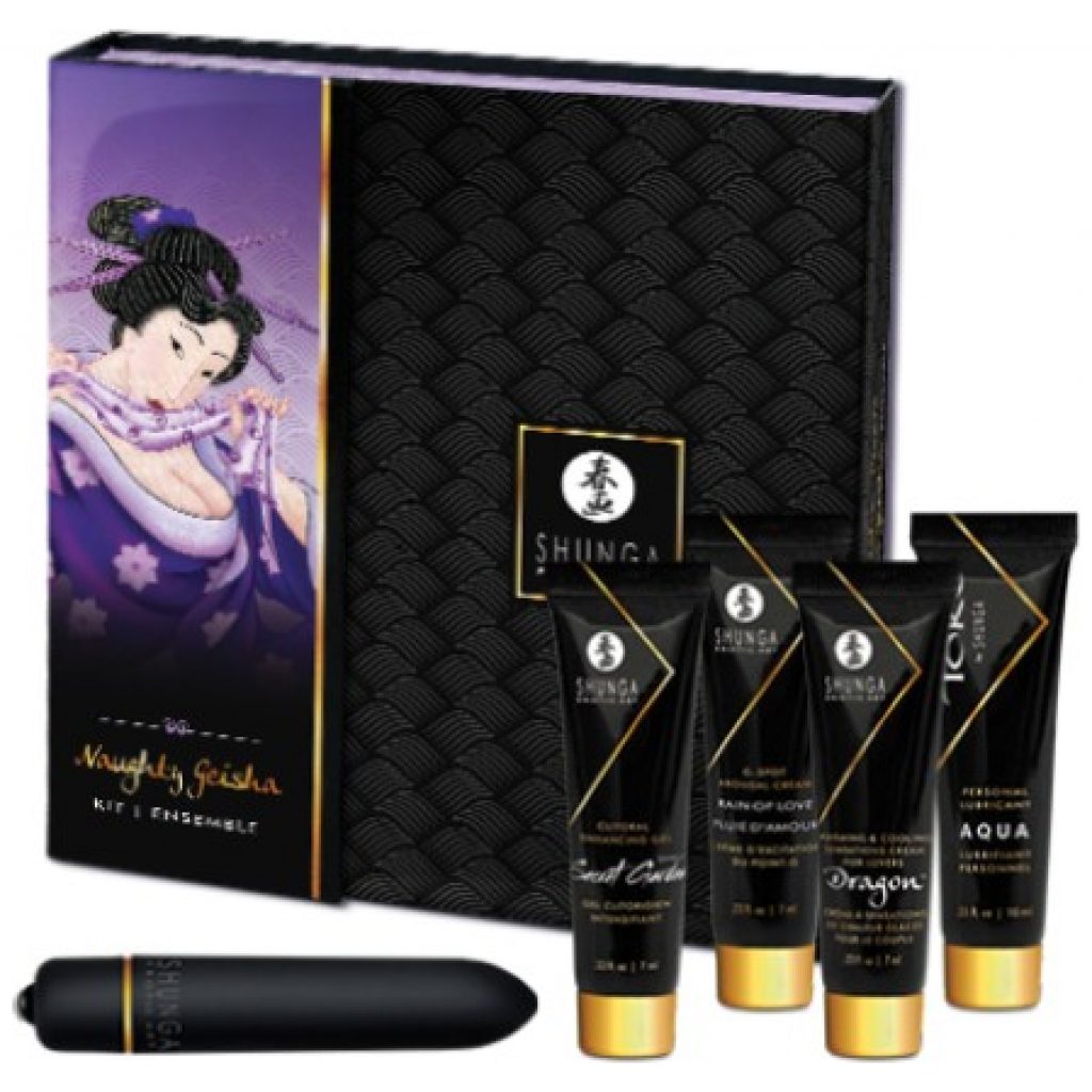 L'ensemble contient un assortiment de cinq produits de la collection Shunga parmi les plus appréciés