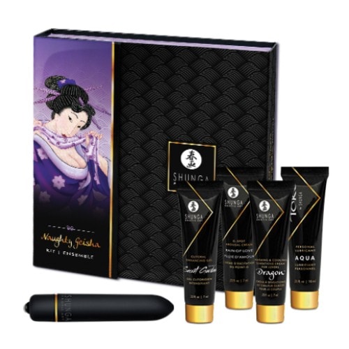 L'ensemble contient un assortiment de cinq produits de la collection Shunga parmi les plus appréciés