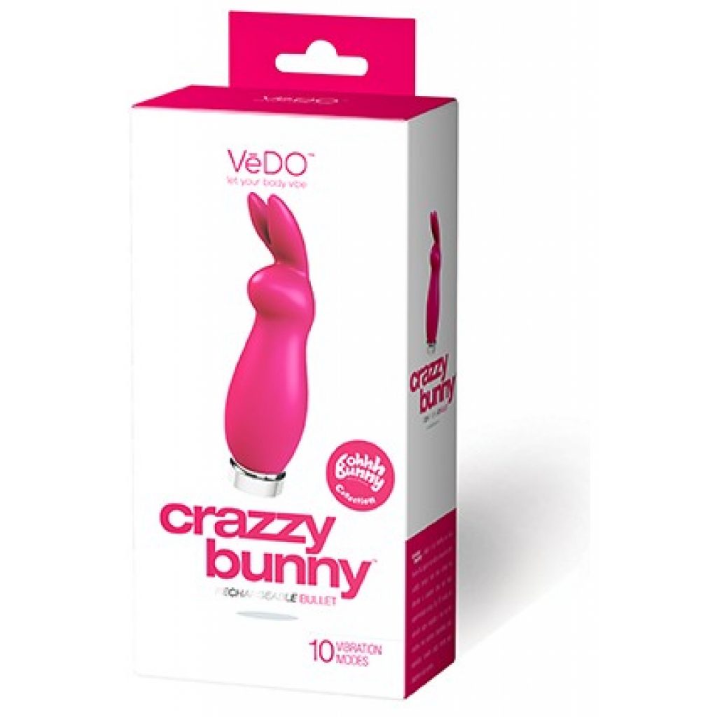 Vibrateur Crazzy Bunny rose rechargeable de Vedo.