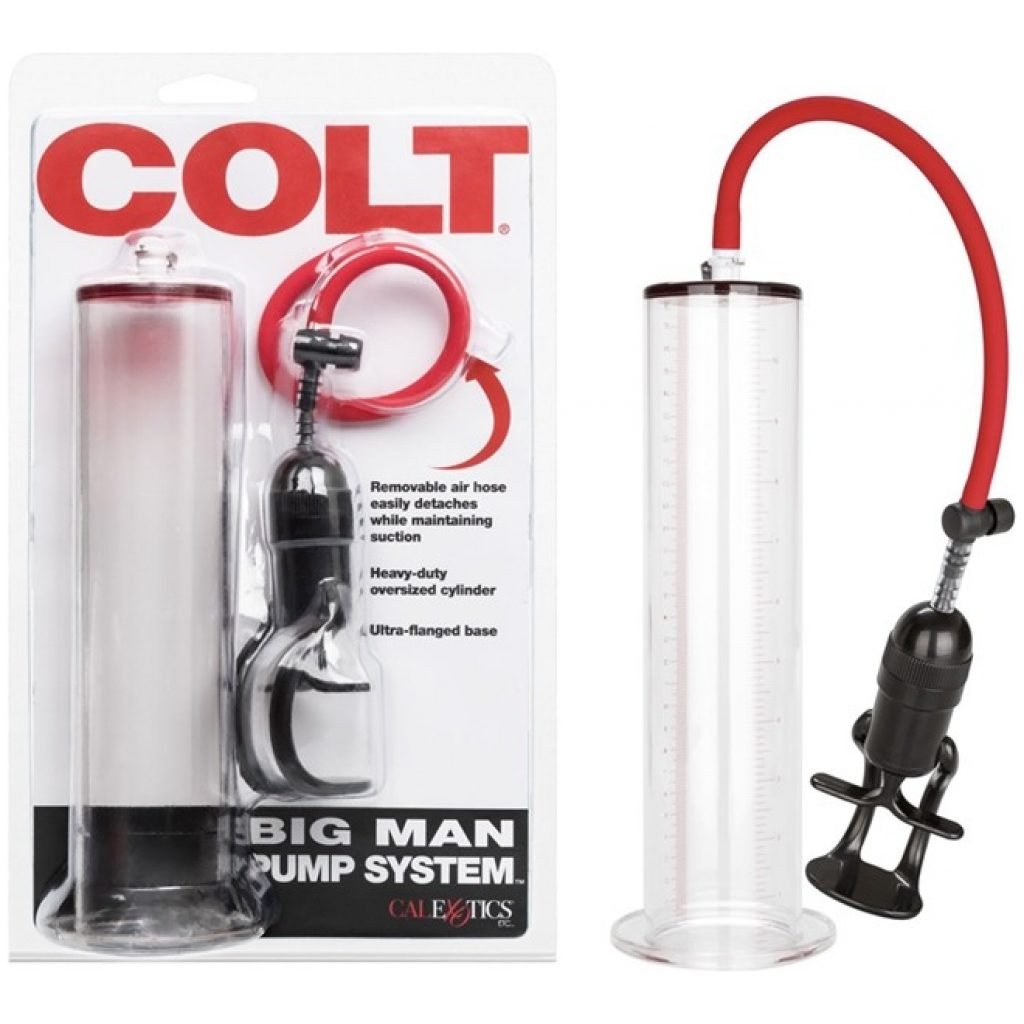 Profitez d'une action amoureuse de taille exceptionnelle avec le système de pompe à pénis Colt Big Man.