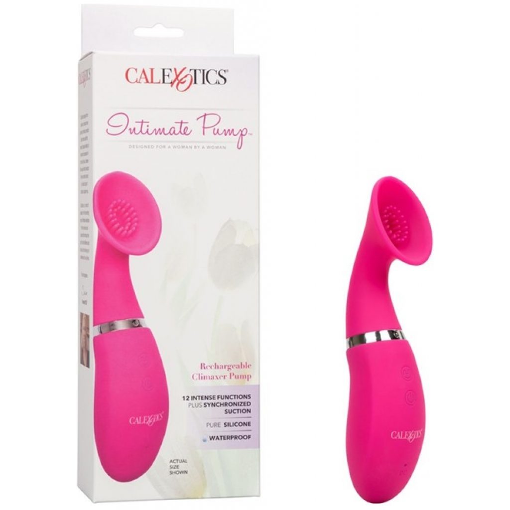 Climaxer rechargeable pink silicone clitoris pump.