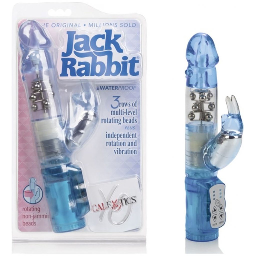 Vibrateur avec billes Jack Rabbit bleu imperméable