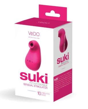 La vibration du stimulateur pour clitoris submersible rose Suki envoie de puissantes ondes pulsées.