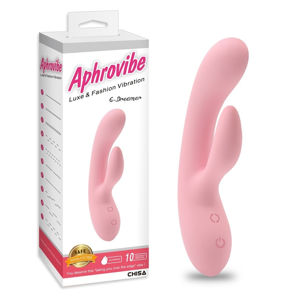 The luxurious and innovative double action rechargeable vibrator Aphrodite G Dreamer with 10 vibration modes.