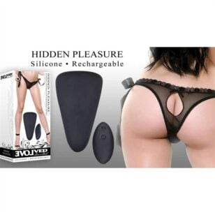 Hidden Pleasure wireless vibrating panties in the shape of a satin tie.