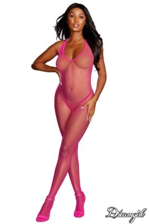 Bodystocking rose en gros filet de Dreamgirl